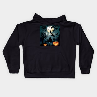 Halloween night party illustration Kids Hoodie